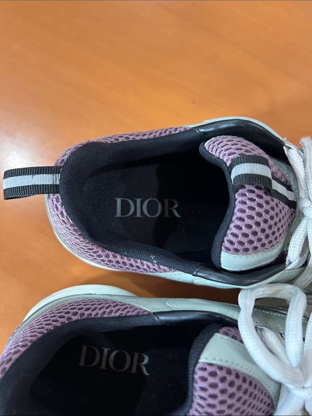 Dior Grey, Lavender & White Mesh Runner Sneakers - Picture 4 of 8
